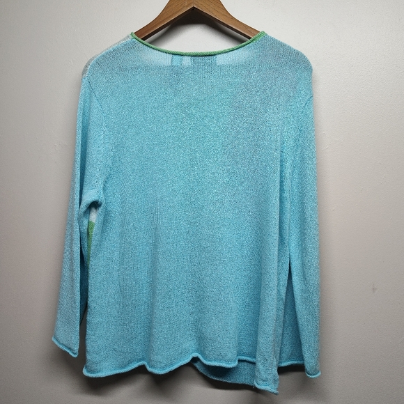 Crazy Horse By Liz Claiborne Knit Cardigan Sweater Women Size XL Blue Artsy Fall - Picture 5 of 8
